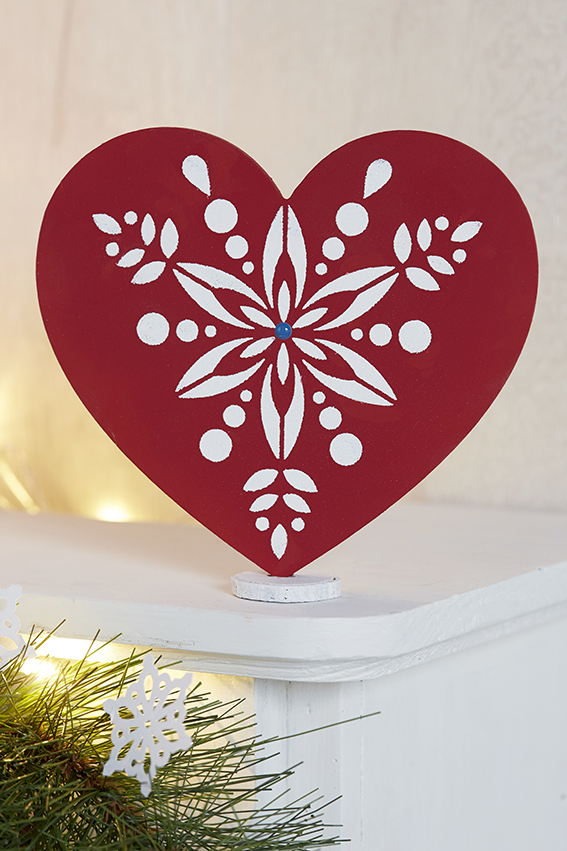 décoration Noël folk coeur rouge
